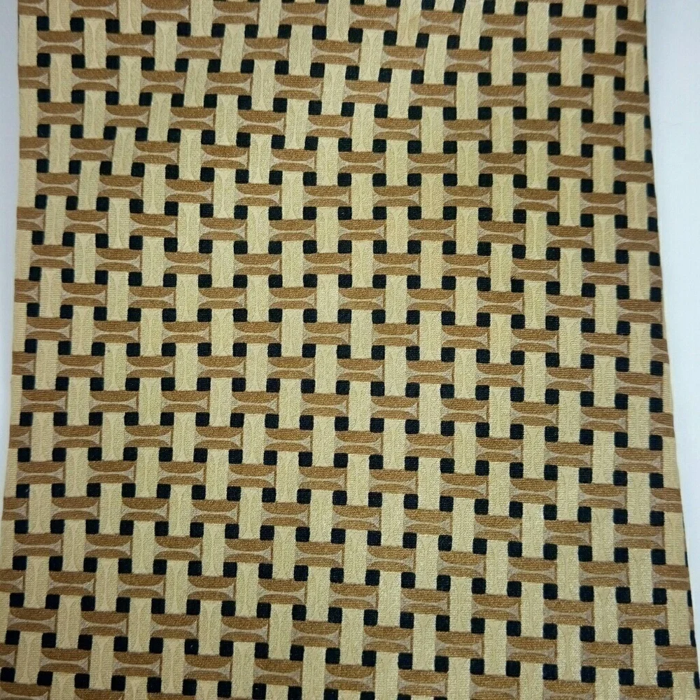 Dimoggio Gold Brown Black Geometric Silk Tie